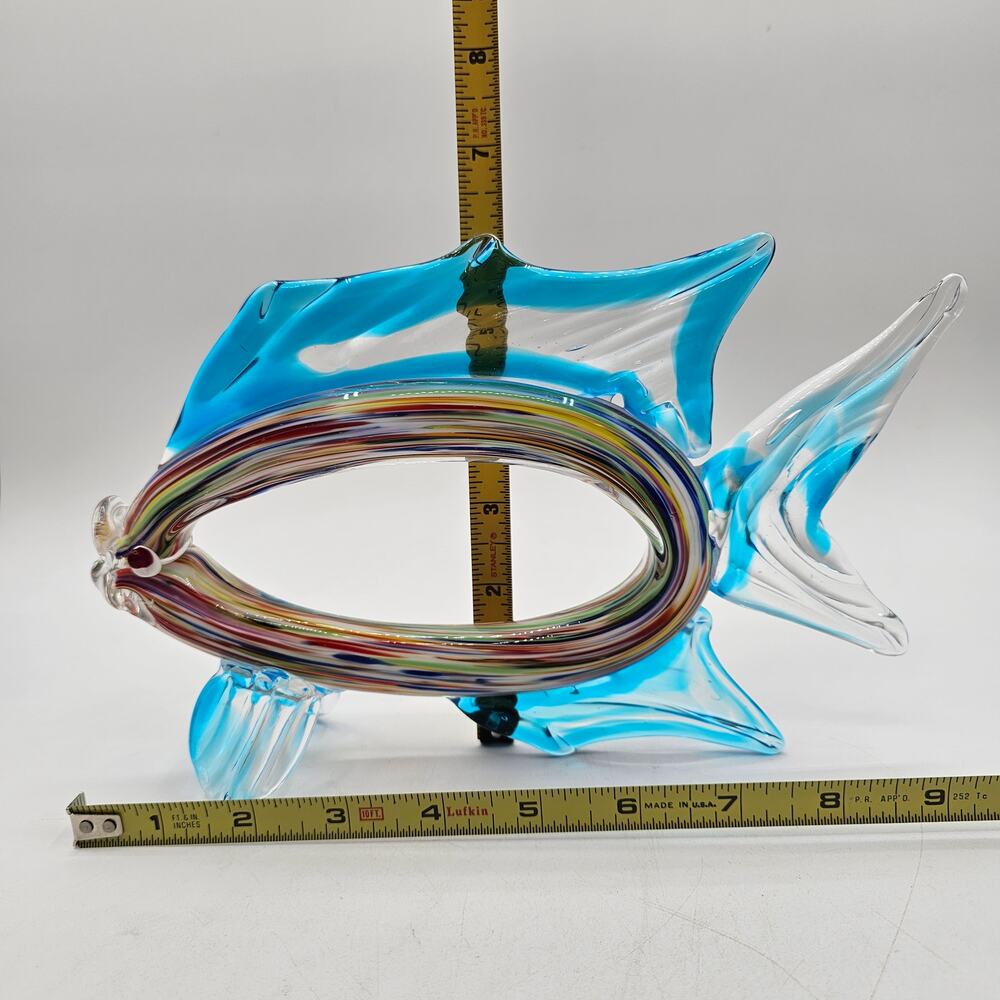 Murano Style Art Glass Fish Figurine Multicolor Cutout Body Vintage Handblown - Picture 9 of 9